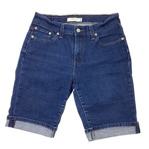 Levi's 515 Jean Bermuda Shorts Women 8 28X10 Cuffed Blue Denim Mid Rise Y2K
